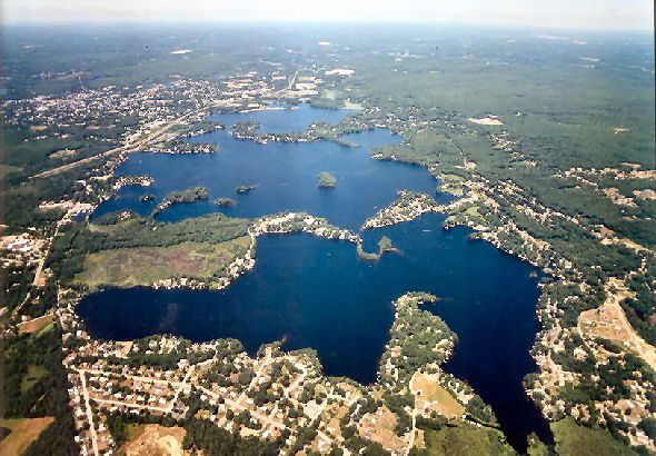 Aerial image of the lake and surrounding areas